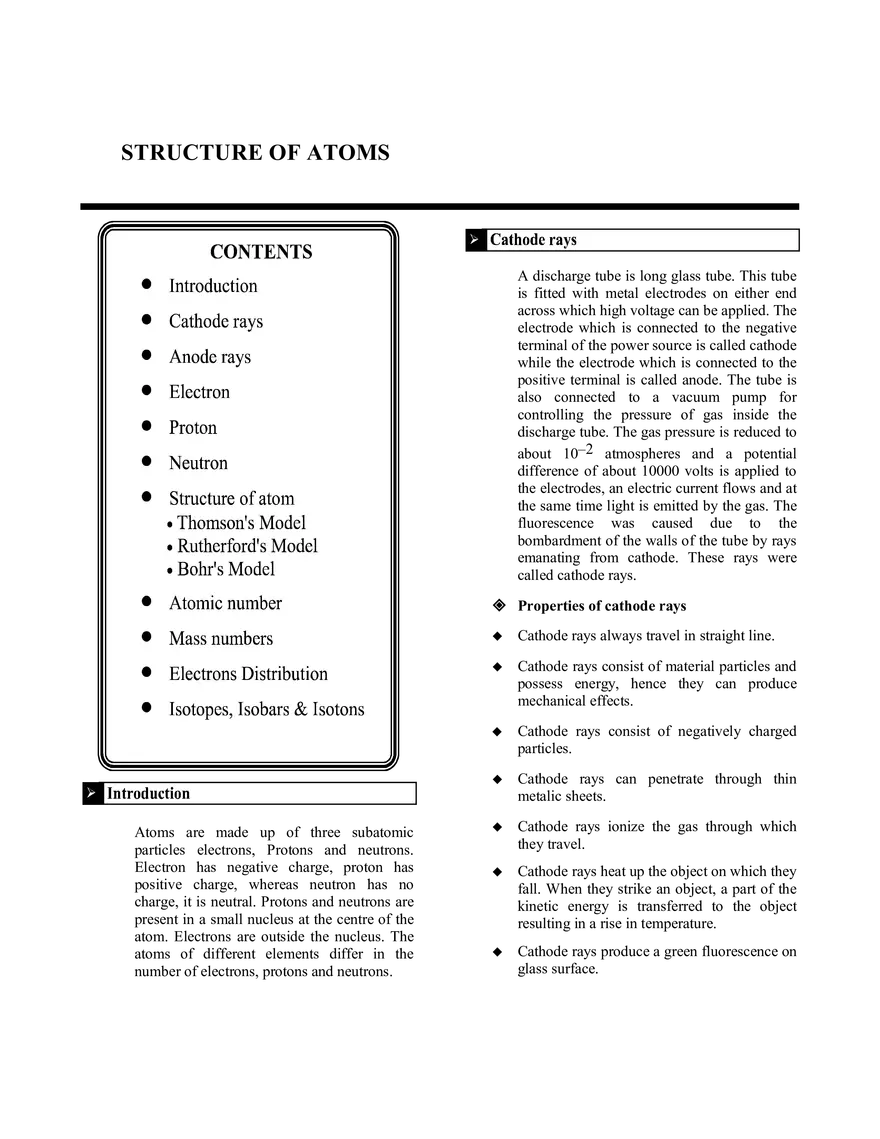 Structure of Atoms - Page 1