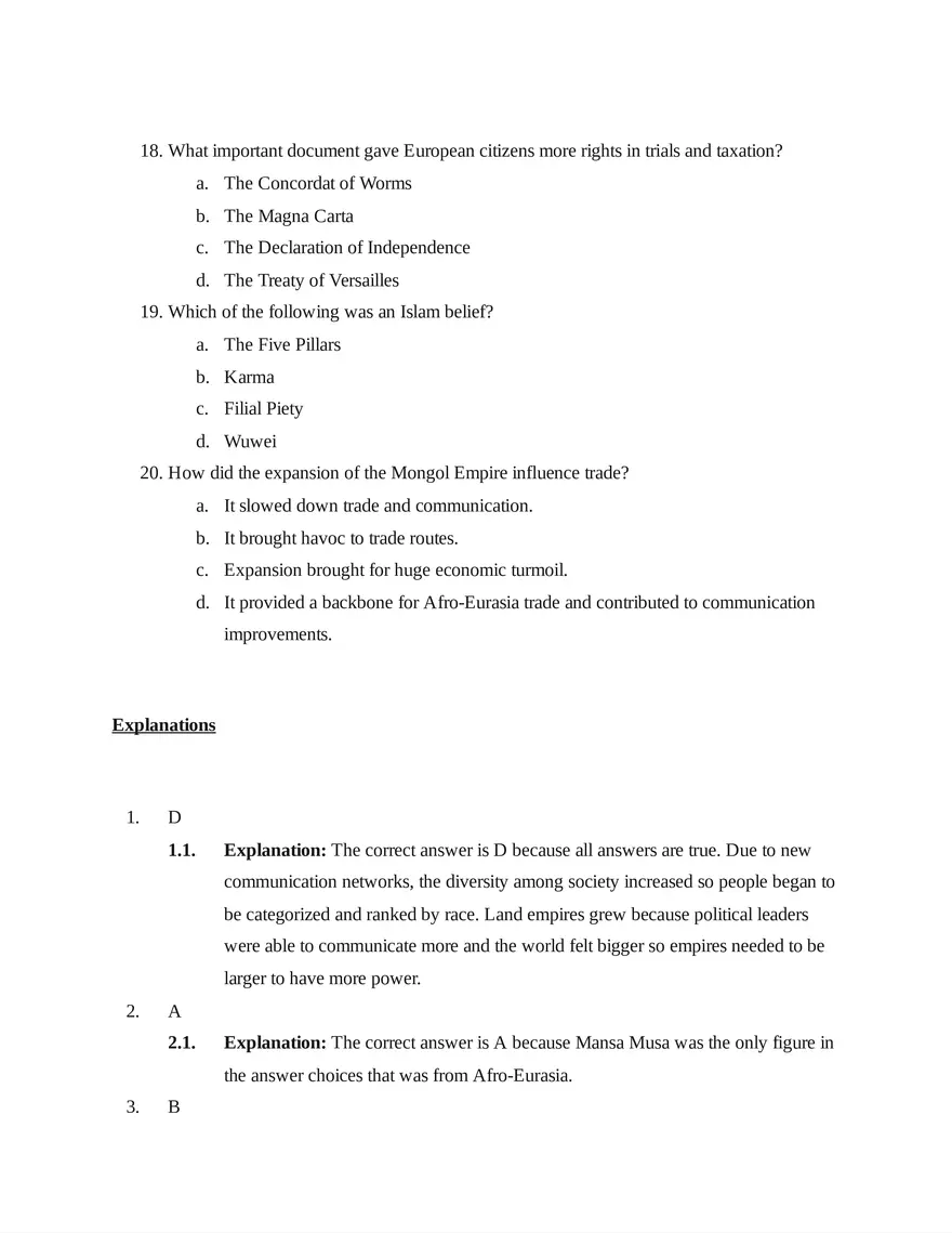 AP World History Units 1 & 2 Quiz - Page 4