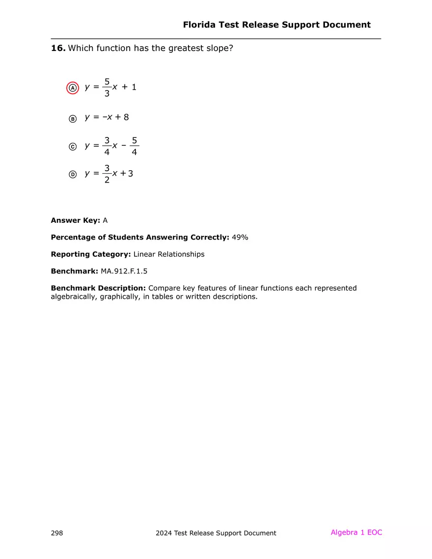 2024 Algebra Release Test With Answers - Page 11
