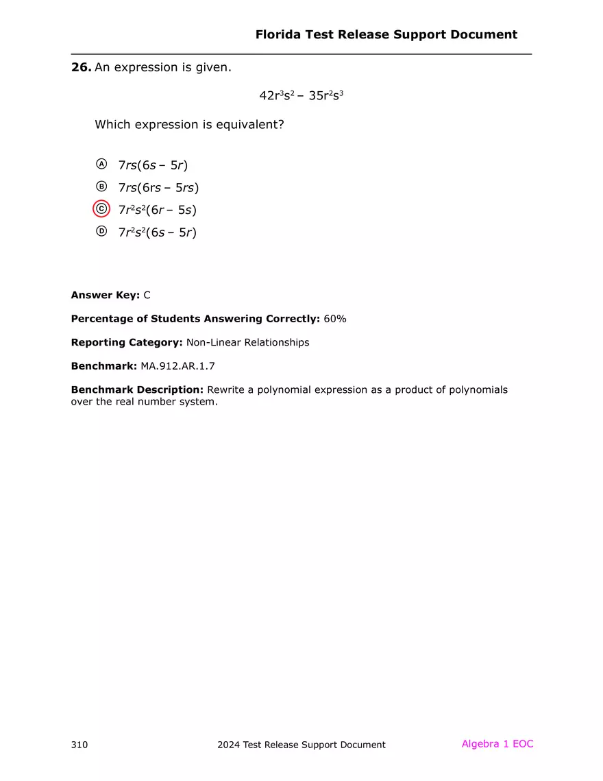 2024 Algebra Release Test With Answers - Page 25