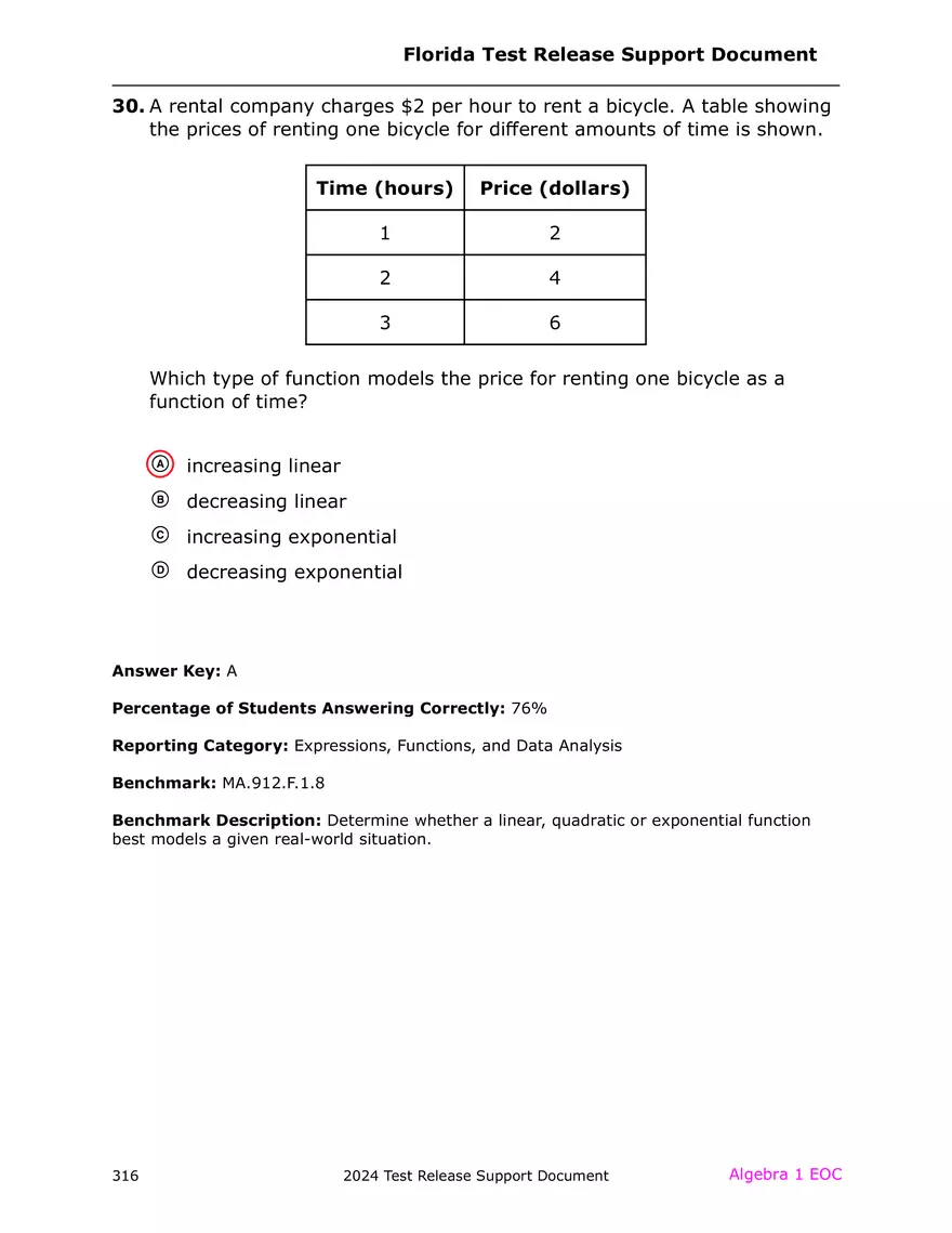 2024 Algebra Release Test With Answers - Page 31