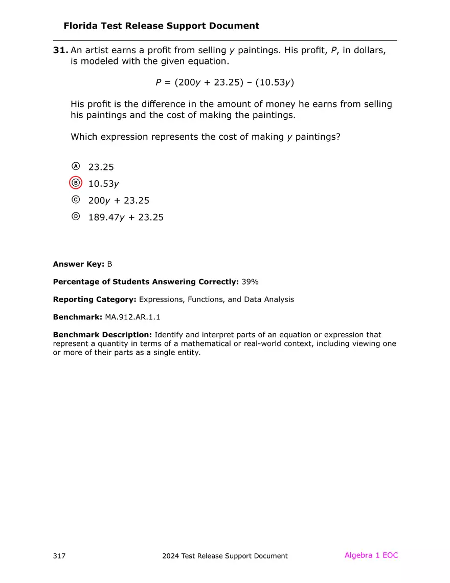 2024 Algebra Release Test With Answers - Page 32