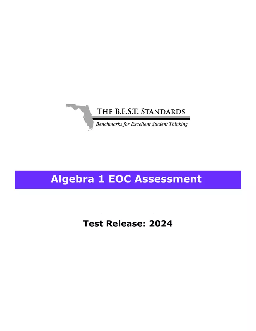 2024 Algebra Release Test With Answers - Page 1