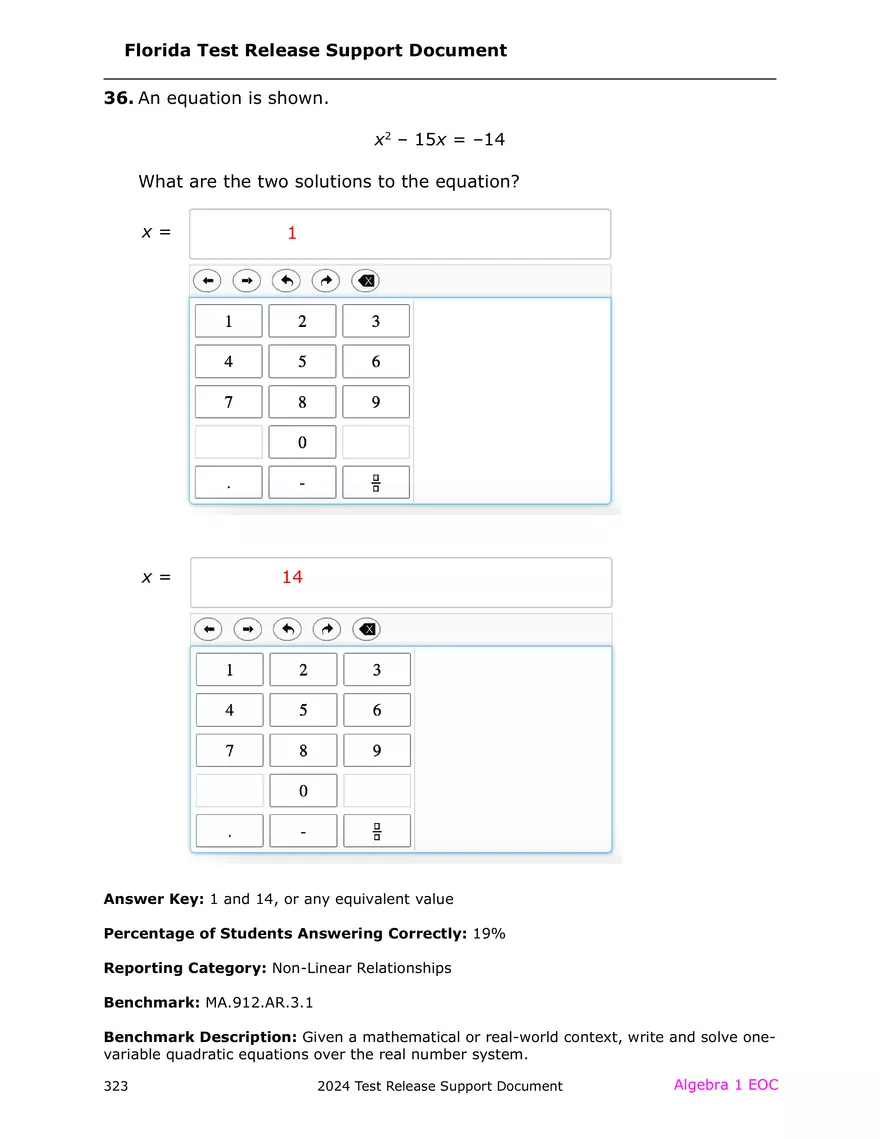 2024 Algebra Release Test With Answers - Page 39