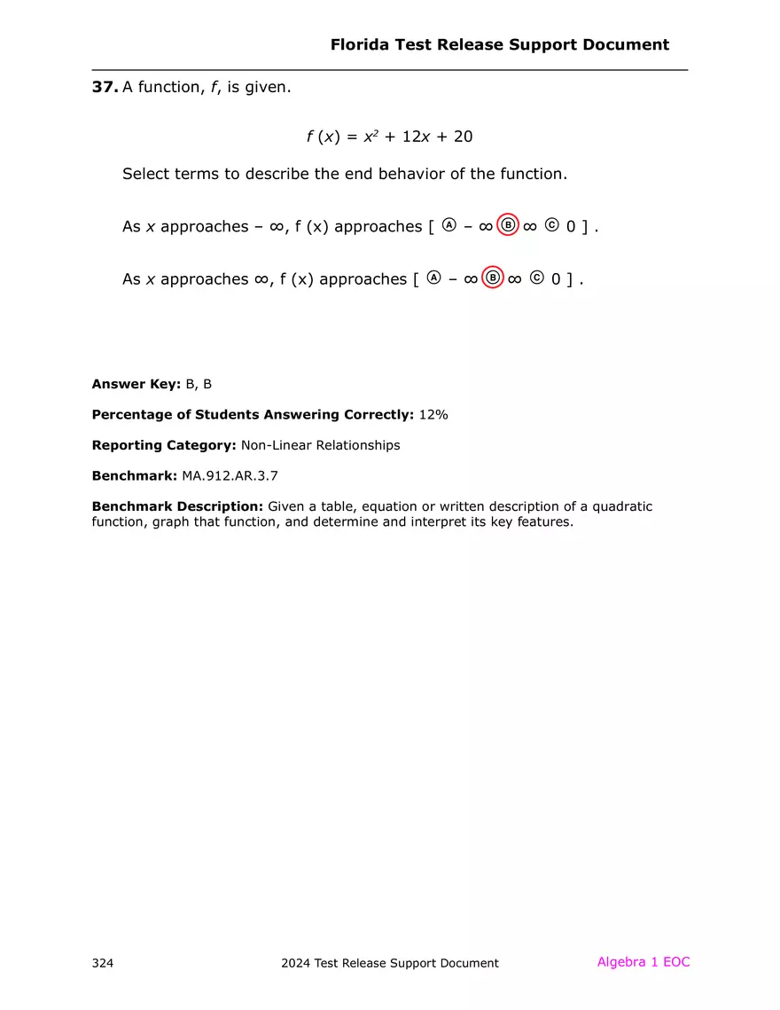 2024 Algebra Release Test With Answers - Page 40