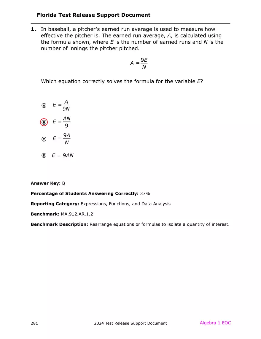 2024 Algebra Release Test With Answers - Page 2