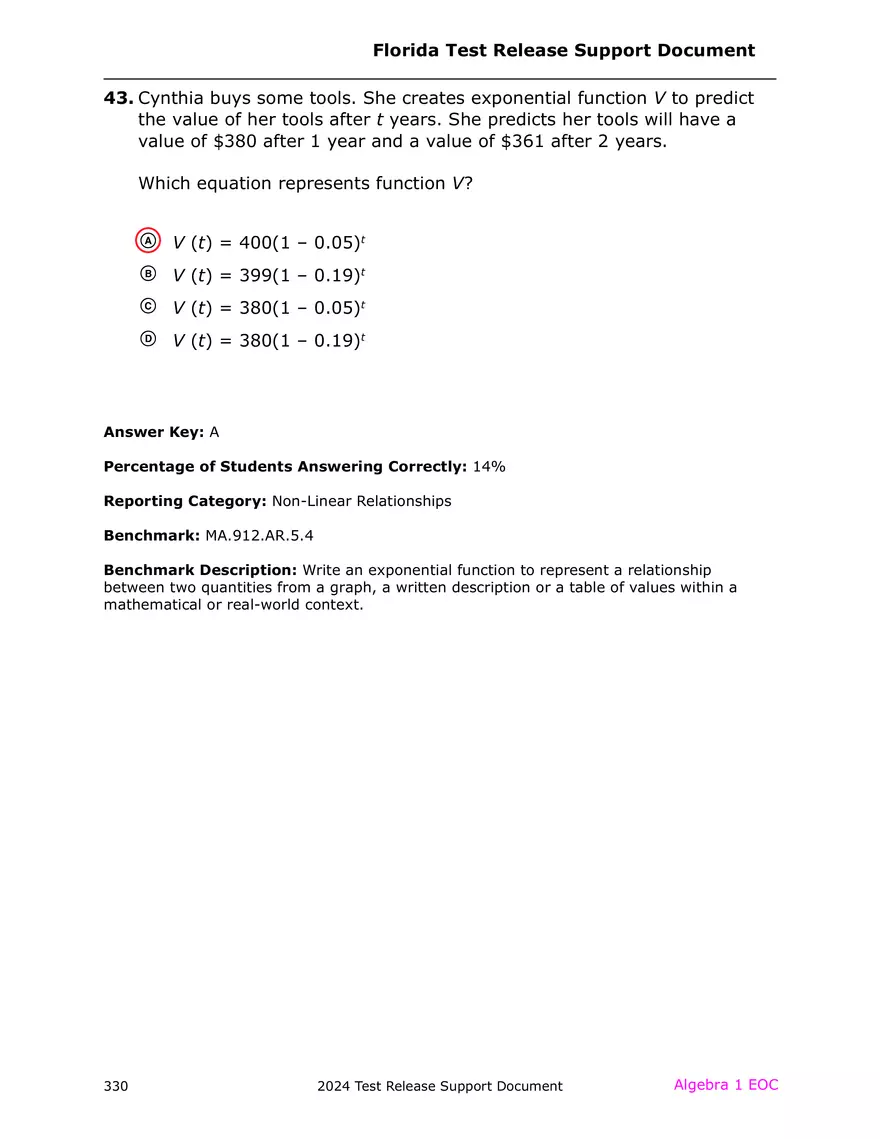 2024 Algebra Release Test With Answers - Page 47