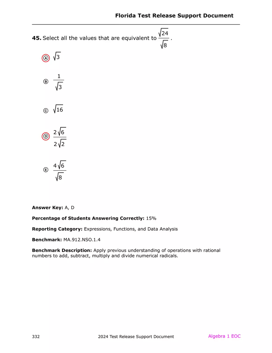 2024 Algebra Release Test With Answers - Page 49