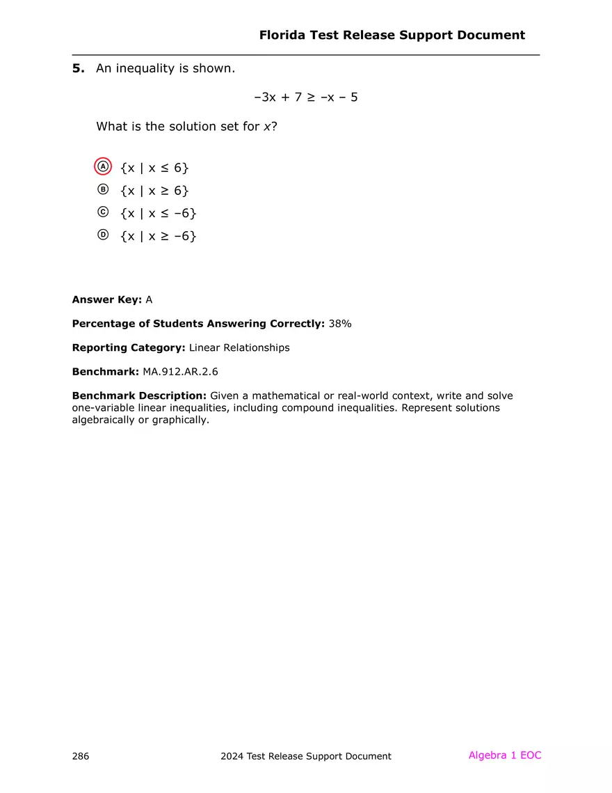 2024 Algebra Release Test With Answers - Page 50