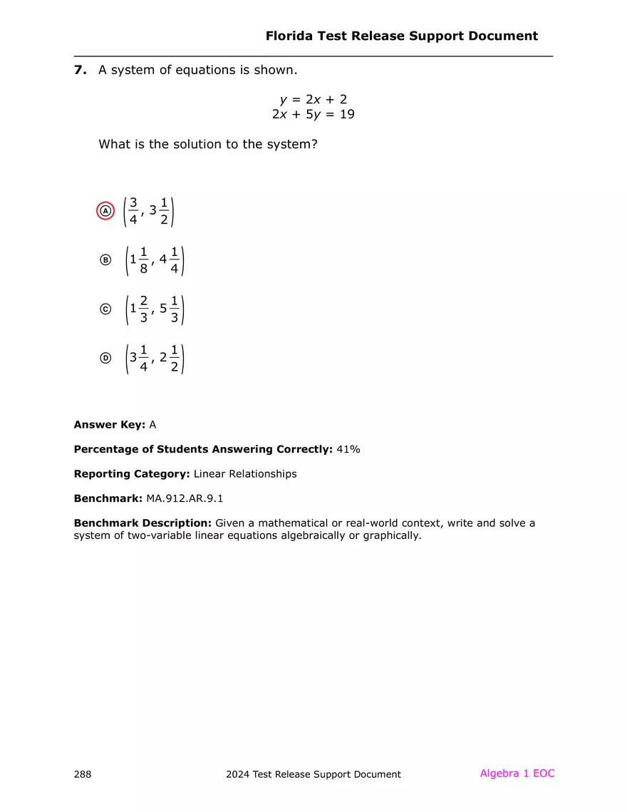 2024 Algebra Release Test With Answers - Page 52