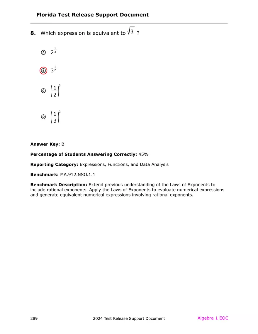 2024 Algebra Release Test With Answers - Page 53