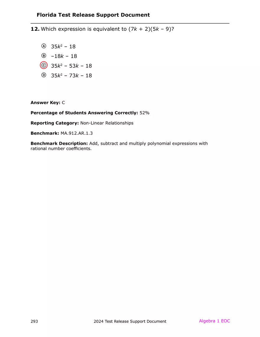2024 Algebra Release Test With Answers - Page 6