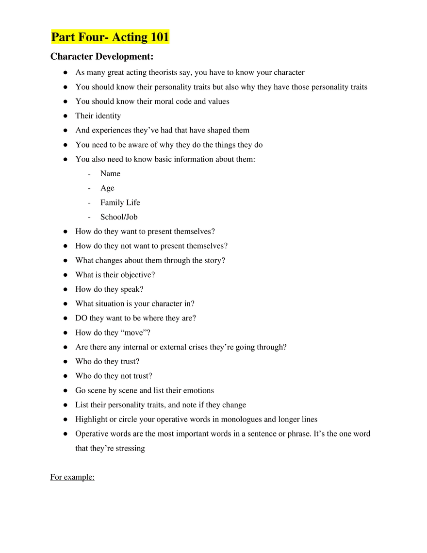 Part 4-Acting 101 - Page 1