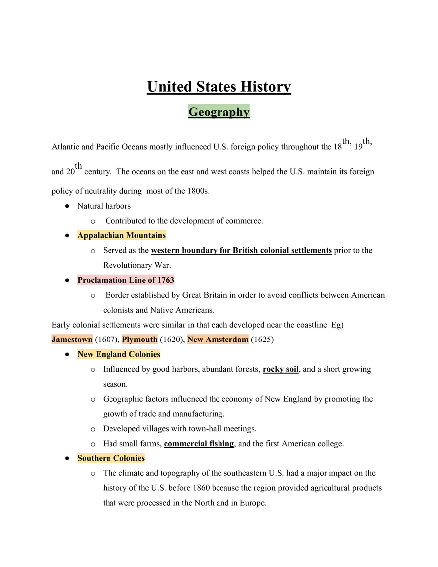 United States History Geography - Page 1