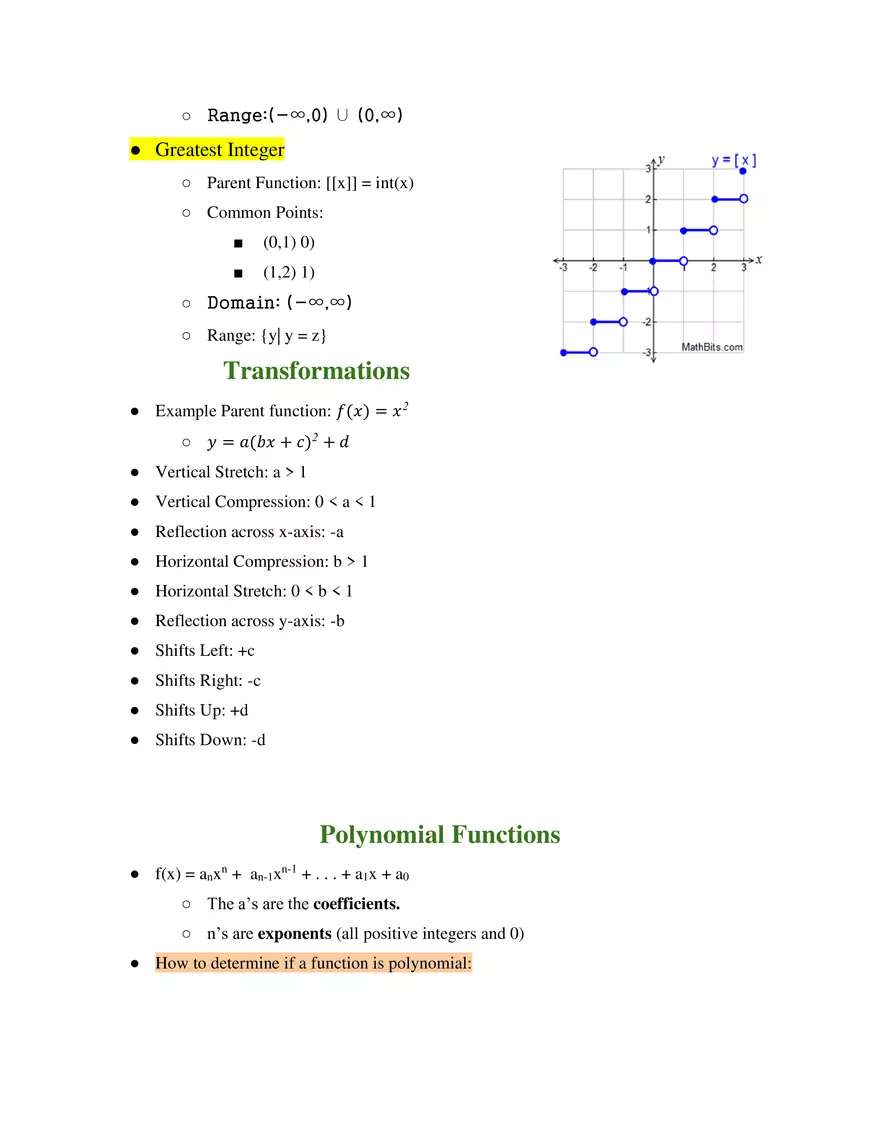 Unit 2 Library of Functions - Page 11