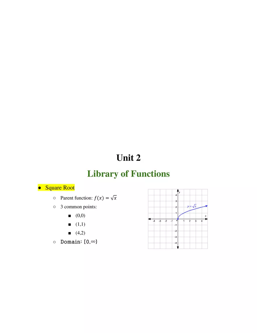 Unit 2 Library of Functions - Page 1
