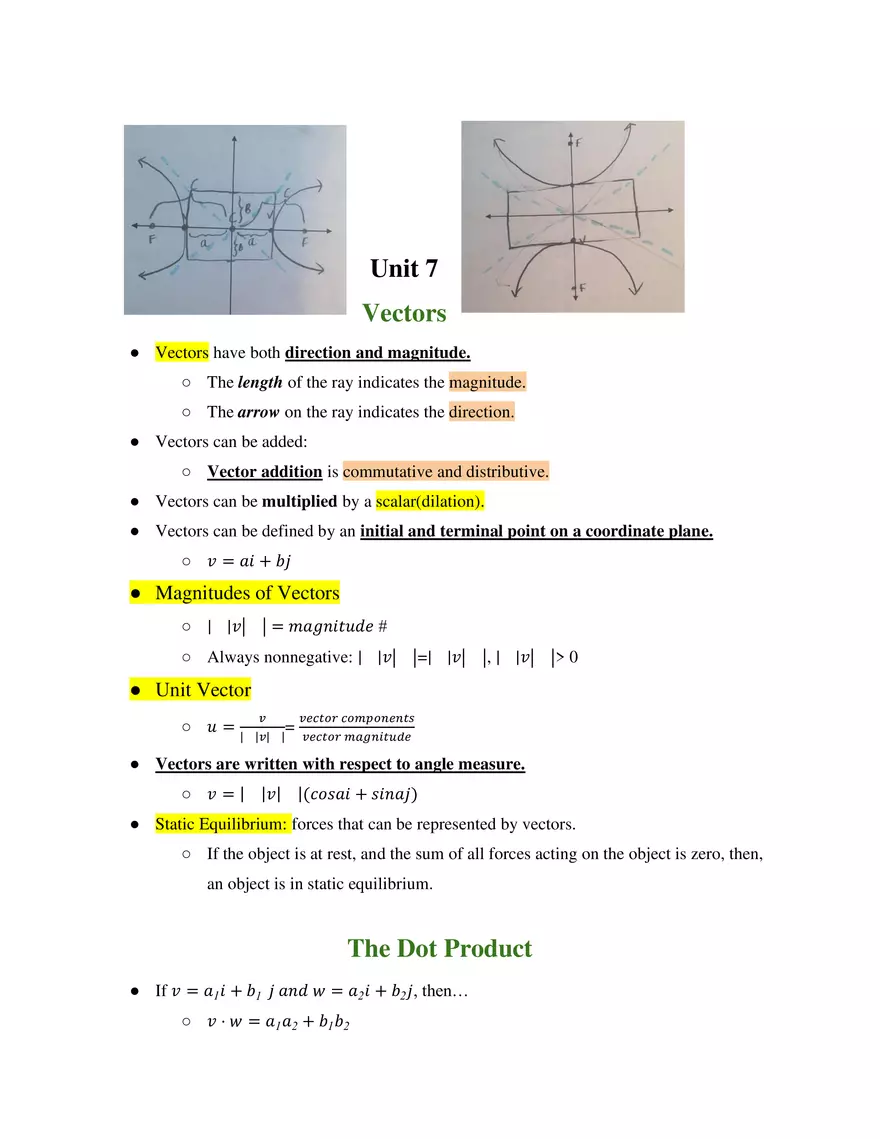 Unit 7 Vectors - Page 1