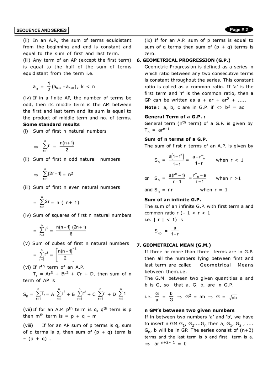 Sequence and Series Notes - Page 1