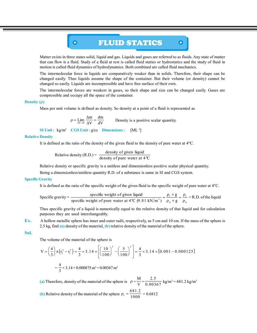 Fluid Statics - Page 1