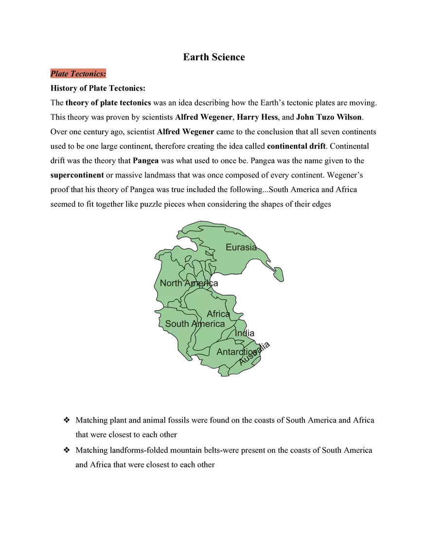 8th Grade Earth Science - Page 1