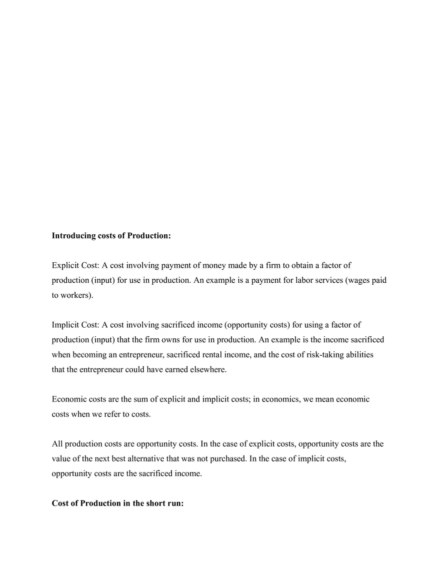 Microeconomics Notes Production and Costs - Page 3