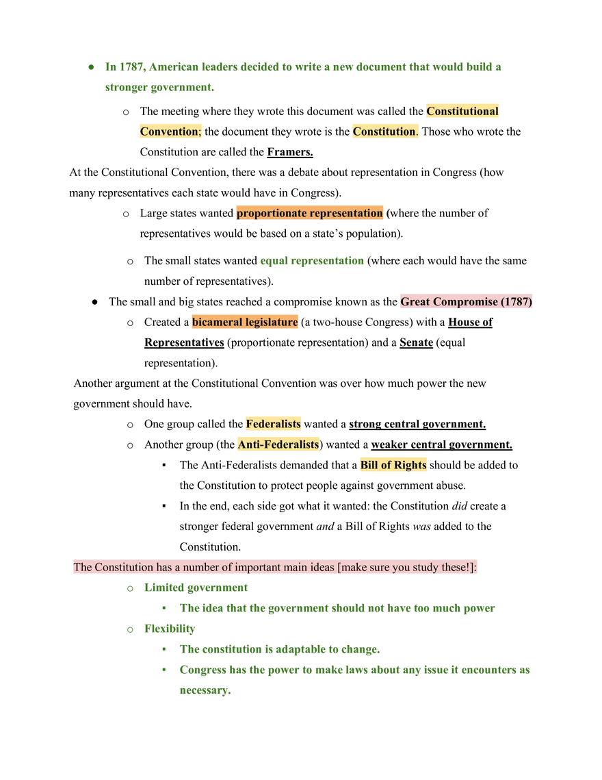 United States History The Constitution (1787-1791) - Page 2