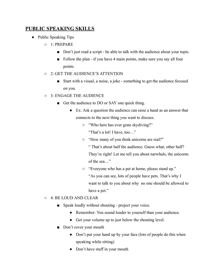 Public Speaking Skills - Page 1
