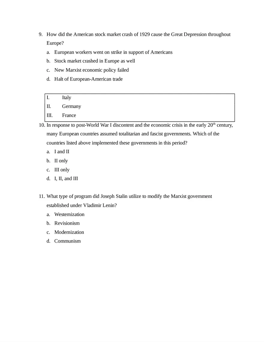 AP European History Unit 8 Quiz - Page 7
