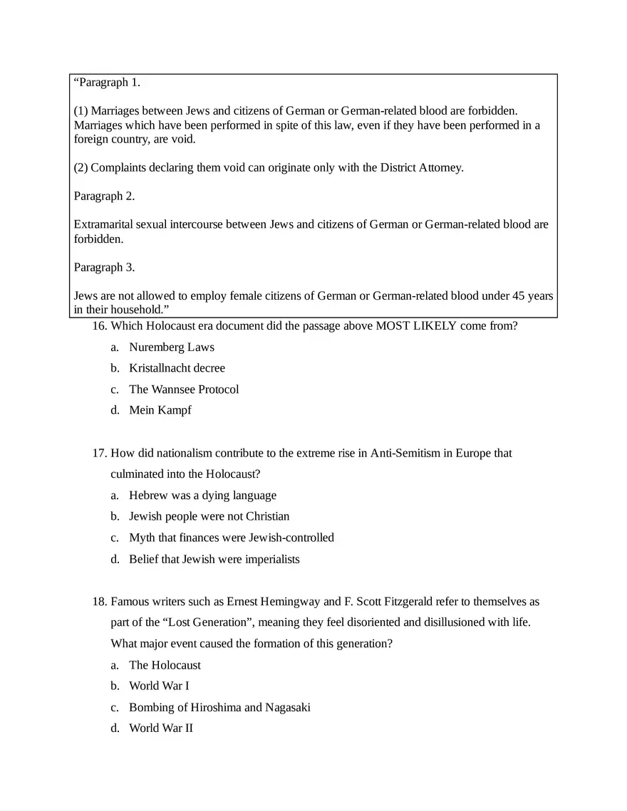 AP European History Unit 8 Quiz - Page 9