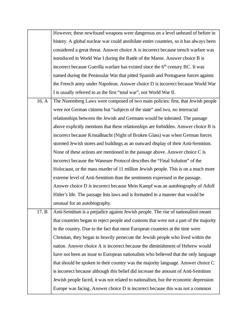 AP European History Unit 8 Quiz - Page 4