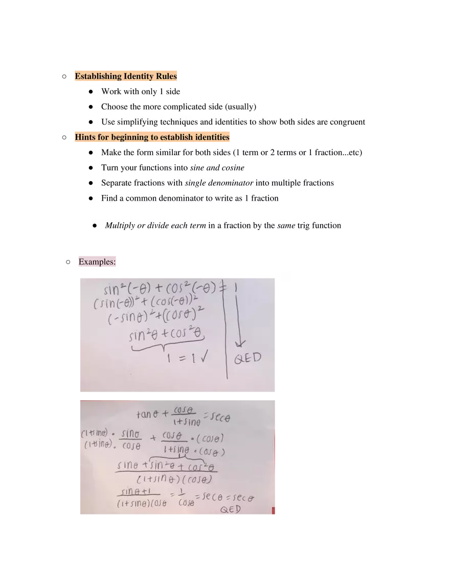 Unit 5 Establishing Trigonometric Identities - Page 2