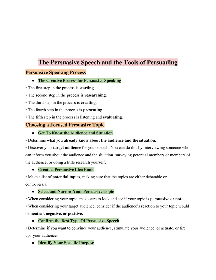 Fundamentals of Speech Study Guide - Page 8