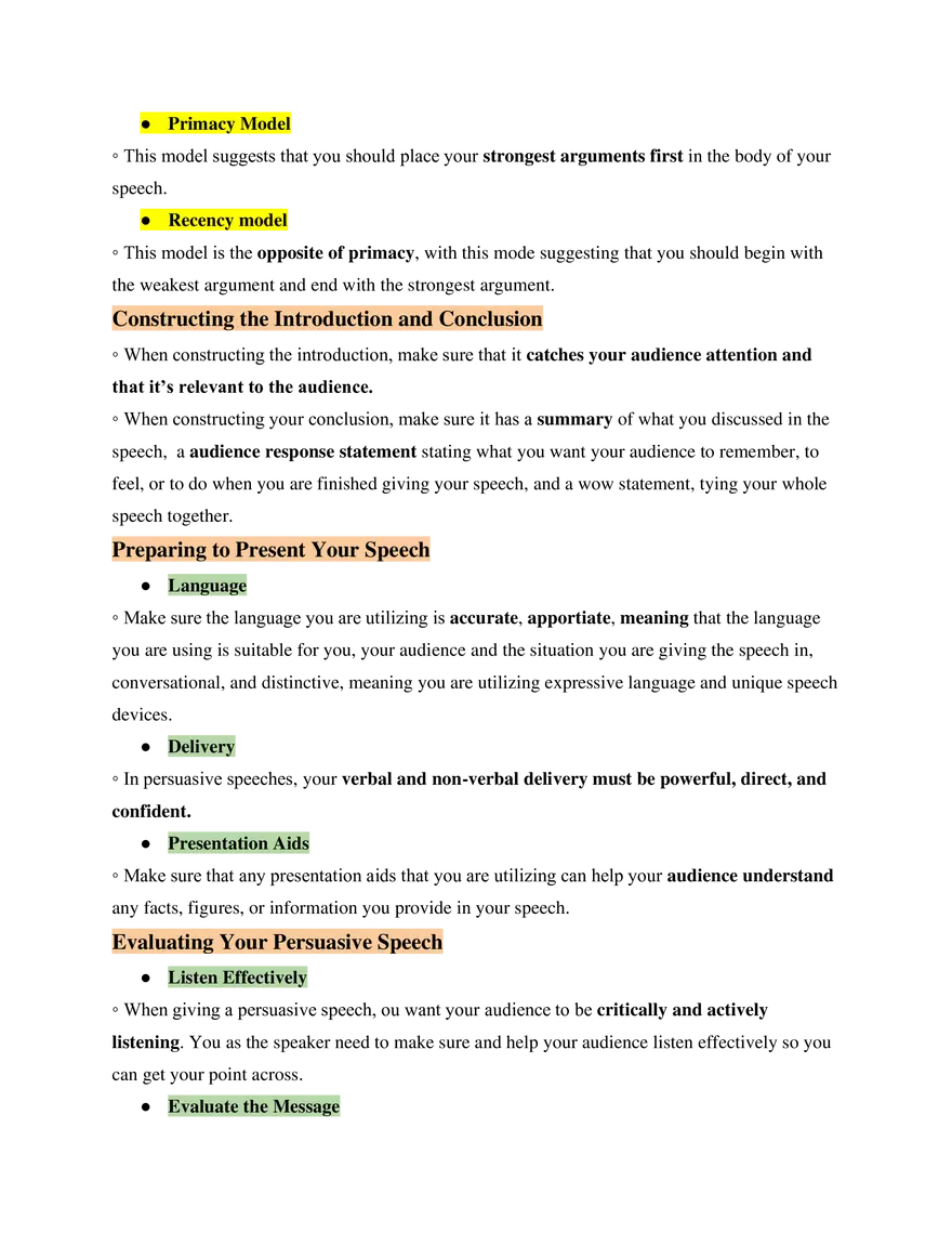 Fundamentals of Speech Study Guide - Page 10