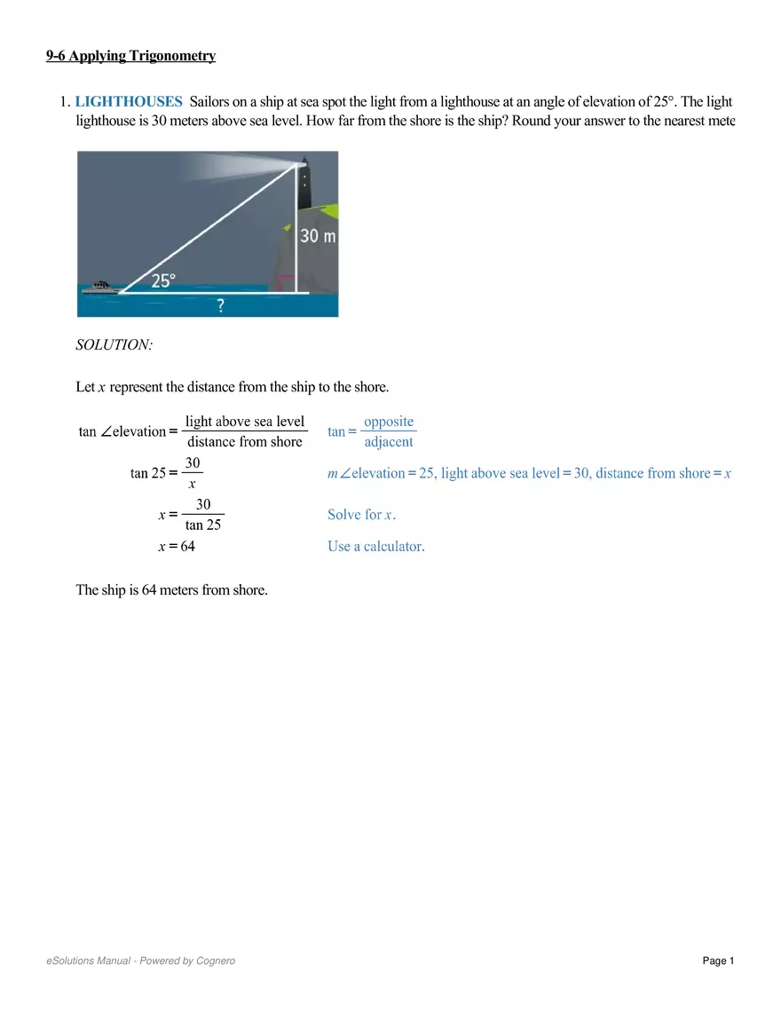 9.6 Applying Trigonometry - Page 1