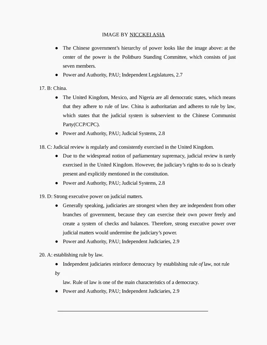 AP Comparative Government and Politics Unit 2 Quiz - Page 9