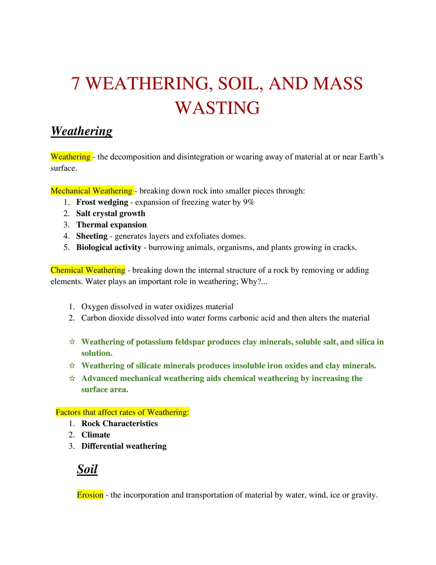 7 Weathering, Soil, and Mass Wasting - Page 1