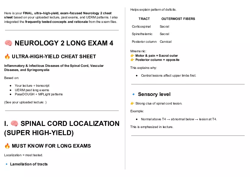 Neurology #2 Long Exam 4 - Page 1