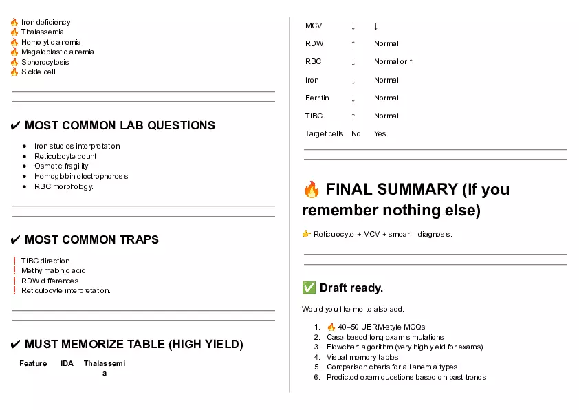 Cheat Sheet - Clin Path Lecture 1 - Page 10