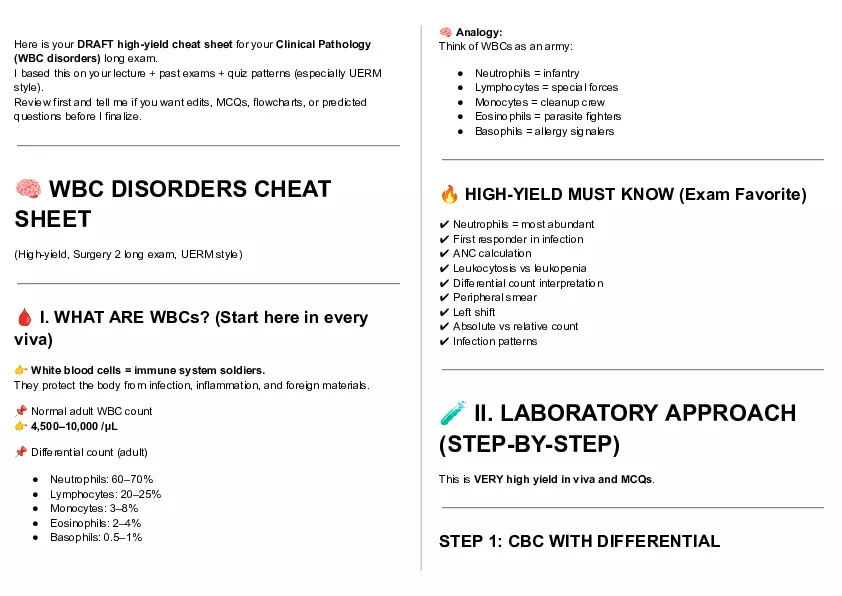 Cheat Sheet - Clin Path Lecture 1 - Page 14