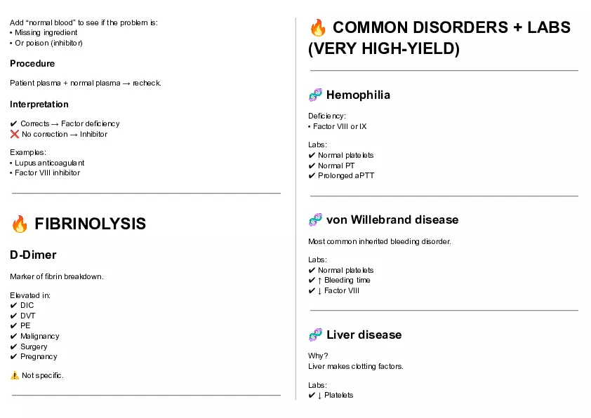 Cheat Sheet - Clin Path Lecture 1 - Page 25