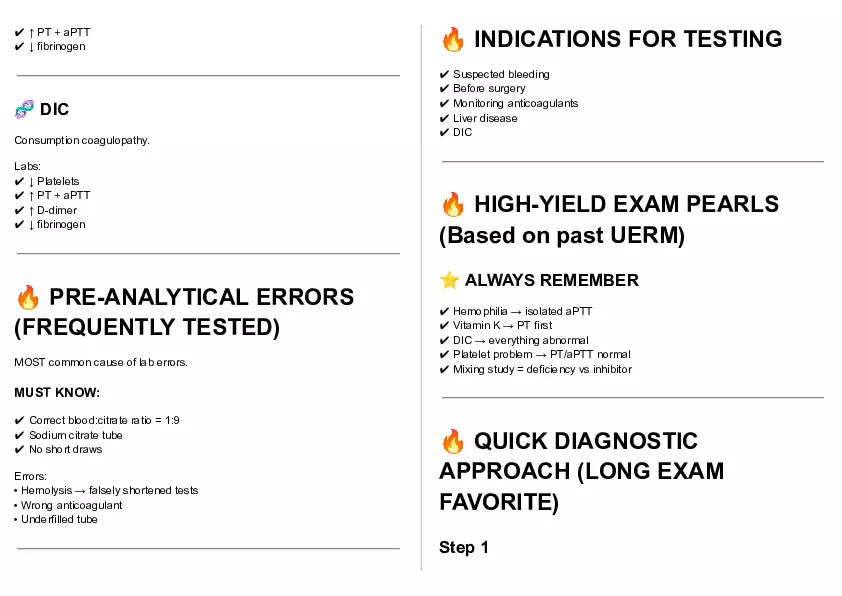 Cheat Sheet - Clin Path Lecture 1 - Page 26