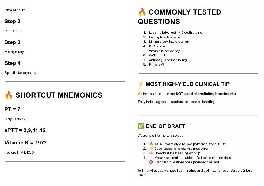 Cheat Sheet - Clin Path Lecture 1 - Page 27