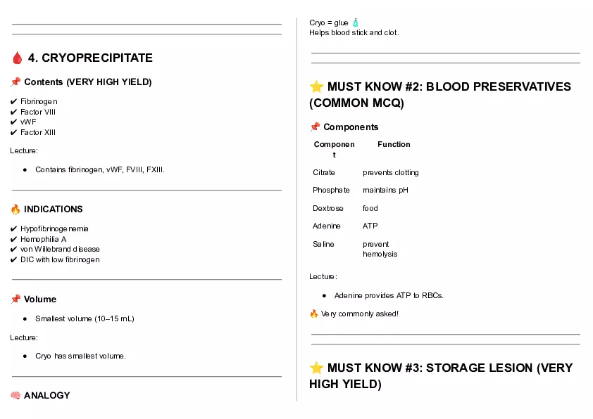 Cheat Sheet - Clin Path Lecture 1 - Page 33