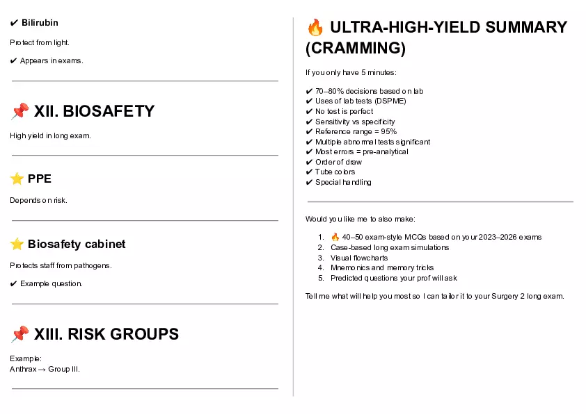 Cheat Sheet - Clin Path Lecture 1 - Page 42