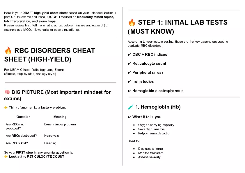 Cheat Sheet - Clin Path Lecture 1 - Page 3