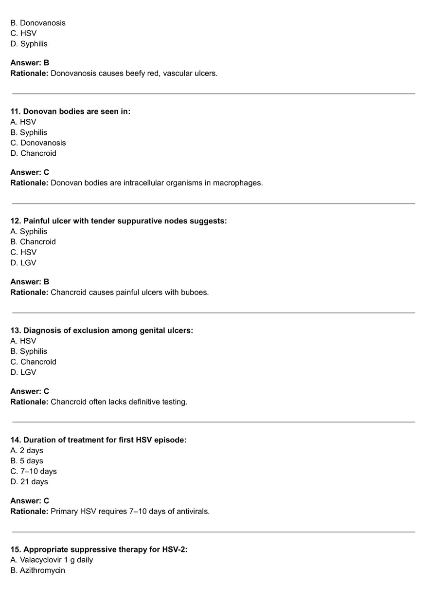 Genital Ulcers - 40-item High-yield MCQ Quiz - Page 3