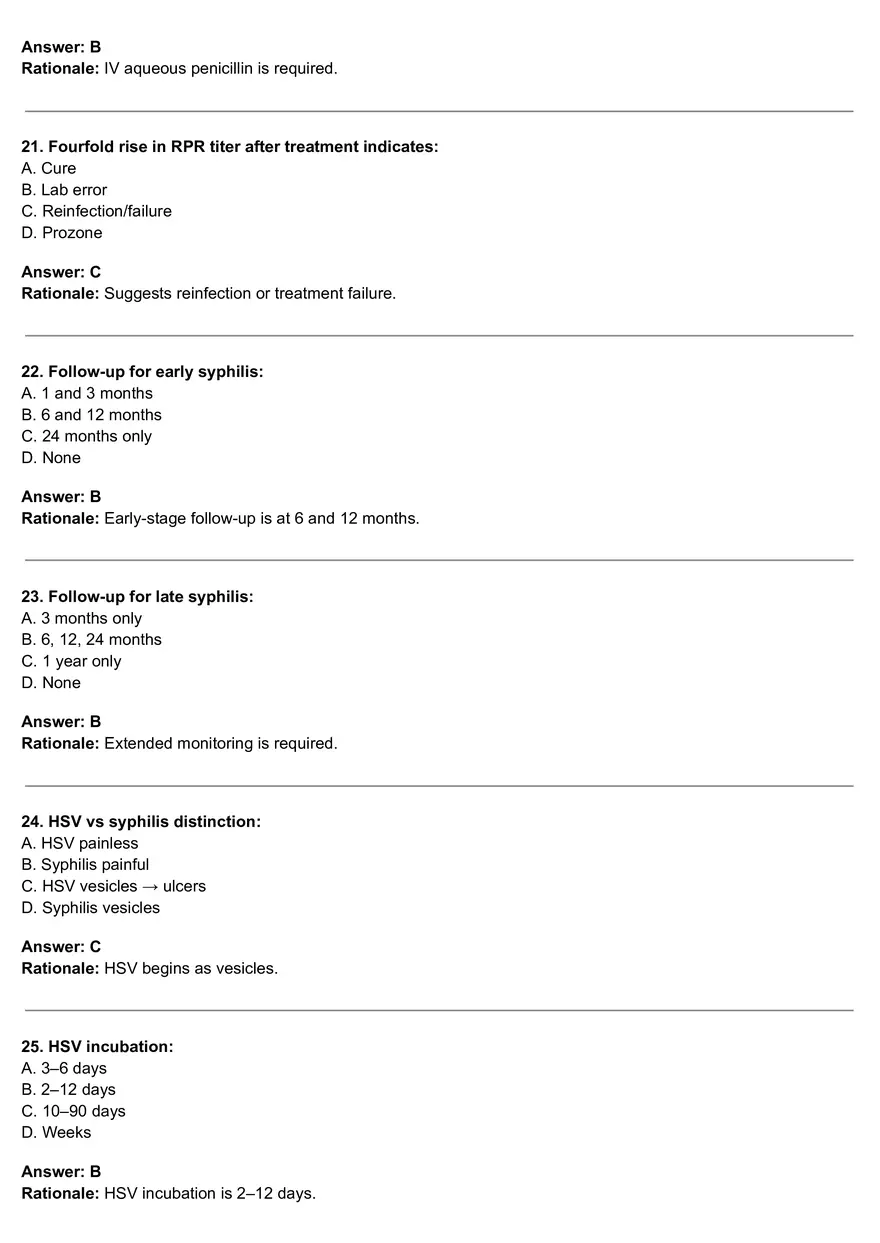 Genital Ulcers - 40-item High-yield MCQ Quiz - Page 5