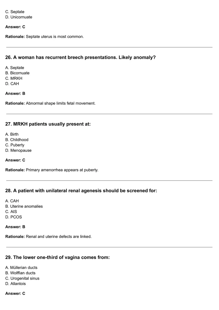 Congenital Anomalies Of The Female Reproductive Tract Quiz - Page 7