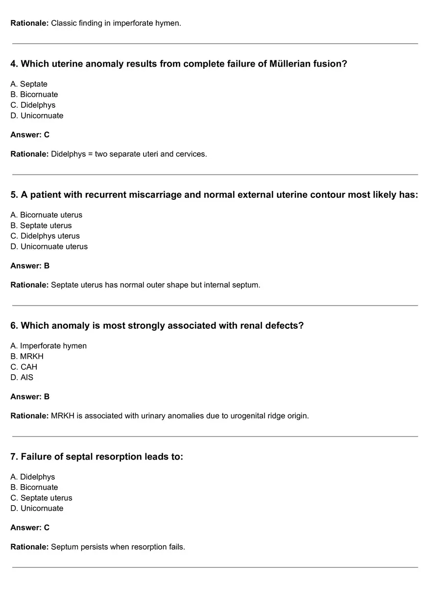 Congenital Anomalies Of The Female Reproductive Tract Quiz - Page 2
