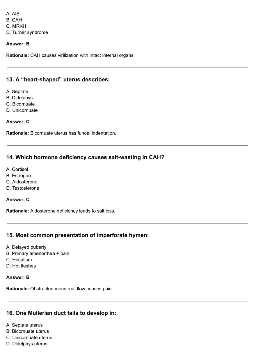 Congenital Anomalies Of The Female Reproductive Tract Quiz - Page 4